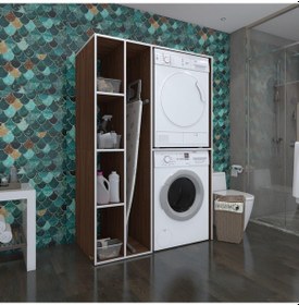 Resim Kenzlife Çamaşır-Kurutma Makinesi Dolabı Alyusha Sol Cvz 180*120*60 Banyo Kapaksız Arkalıksız Çok Renkli 