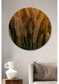 Resim Altın Tarlası Sanat Ahşap Tablo Yuvarlak Duvar Tablosu 3117 - 30 X 30 