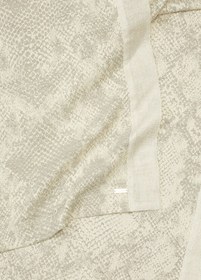 Resim Yılan Desenli Gri Keten Runner - 420x60 cm 