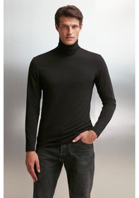 Resim Grimelange Trıer Erkek Vücudu Saran Boğazlı Balıkçı Yaka Kalın Yapılı Esnek Kumaşlı Siyah Body 