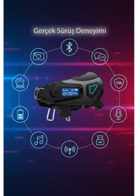 Resim K10 İnterkom Bluetooth 5.4 Kameralı Motosiklet Kask İnterkom Fm Destekli 