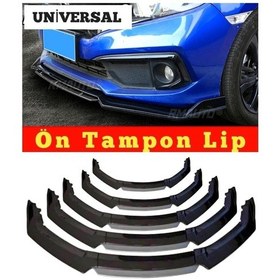Resim Universal Ön Tampon Eki-ön Karlık 4 Parça Ön Tampon Lip Siyah-gri Dilli 
