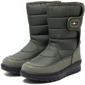 Resim Su Geçirmez Kaymaz Taban İçi Kürklü Uzun Bot Erkek Ve Kızlar İçin Kar Botu Haki 