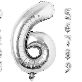 Resim 6 Gümüş Rakam ve Gold Kral Tacı Folyo Balon Doğum Günü Parti Kutlama Seti 
