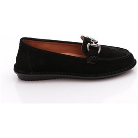 Resim Dgn E224 Kadin Loafer Ayakkabi Siyah Süet 