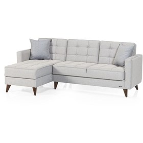 Resim Vipa Home Vipa Orlando Mini Puflu Köşe Koltuk Takımı, R+2+P Oturma Odası ve Salon İçin, Gri 