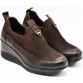 Resim Kadın Dolgu Topuk Nubuk Deri Ayakkabı Kahve 2111522k Kahve 