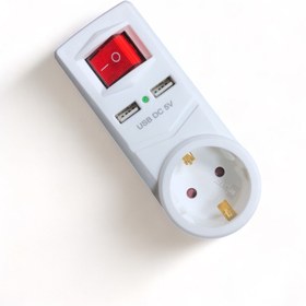 Resim Tek-İş 2 X USB Çıkışlı Topraklı Fiş Priz Anahtarlı Golyat Fiş 2,1 A 