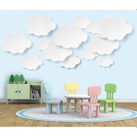 Resim 3 Boyutlu Beyaz Bulutlar Duvar Kağıdı 