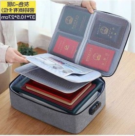 Resim Pazly Kolay Kullanımlı Gri 3 Katlı Kilitli Ev Ofis Belge Dosya Pasaport Çantası Eq1 EQ1 