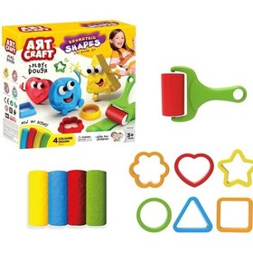 Resim Geometrik Şekiller Oyun Hamur Seti 200 Gr. - Oyun Hamuru Seti - Hamur Setleri - Hamur Kalıpları Renkli 