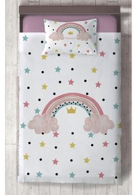 Resim Mekta Home Bebek Ve Çocuk Odası Yıldızlı Ve Seksek Desenli Yatak Örtüsü Renkli 