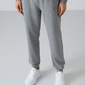 Resim TOMMYLIFE Gri Melanj Basic Pamuklu O Yaka Oversize Lastik Paça Kadın Eşofman Takım - 95287 