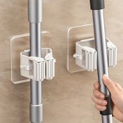 Resim 4 Adet Şeffaf Kendinden Yapışkanlı Mop Kancaları - Kolay Kurulum, Delme Gerektirmez, Mutfak & Banyo Depolama için Ağır Hizmet Tipi Duvar Askıları, Kullanışlı Kancalar 