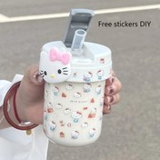 Resim Sanrio Hello Kitty Hellogirls Desenli Bardak - Tatlı Pastel Pembe ve Beyaz Kalp & Fiyonk Tasarımı, Su Geçirmez Şeffaf Çubuklu Kapak, İdeal Termos – Noël/Sevgililer Günü/Paskalya için Mükemmel Hediye (Resmi Sanrio Lisanslı, Şık Bitim) Seyahat Arkadaşınız: Zarif Kitap Temelli Estetik 
