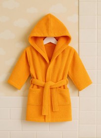 Resim CottonVerse Bebek & Çocuk Kapşonlu Bornoz - %100 Pamuk, Unisex Oranj - Oranj / 5-6 Yaş 