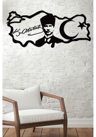 Resim Gowpenart Atatürk Portreli İmzalı Türkiye Siyah Metal Duvar Tablo 