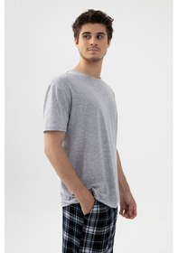 Resim Koza İç Giyim Erkek Gri Melanj Alt Desenli Şortlu Pijama Takımı Ko6305ts-3 Gri - Siyah 