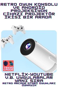 Resim beboncool HY300 MAX 15000+ Retro Arcade Oyunlu Kumandalı Android TV Projektör Projeksiyon Cihazı 