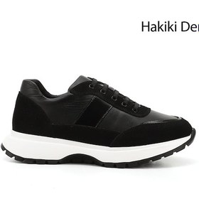 Resim Gönderi R Siyah Dolgu Taban Lastik Bağcıklı Hakiki Deri Sneaker Siyah 