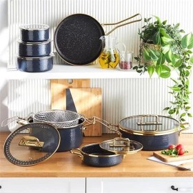 Resim AyrStore Kristal Emaye Granit Antrasit Ind 14 Prç Çeyiz Set 