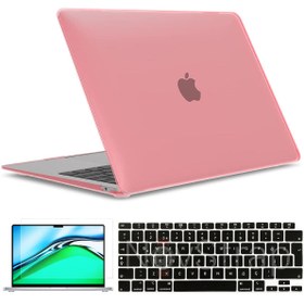 Resim Apple MacBook Air 13 inch M1 Çip A2337 Uyumlu Alt Üst Parlak Kılıf + Siyah Klavye Kılıfı + Film 