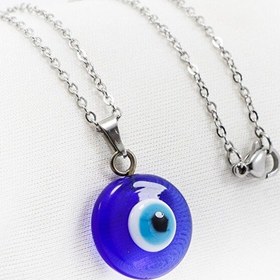 Resim Paslanmaz Çelik Gümüş Renk El Yapımı Cam Nazar Boncuklu Çelik Kol Çok Renkli 