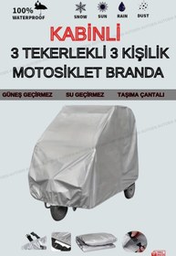 Resim AutoEN KABİNLİ 3 TEKERLEKLİ 3 KİŞİLİK MOTOSİKLET BRANDASI (4 mevsim ) 