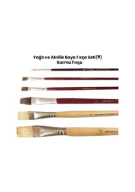 Resim Yağlı Ve Akrilik Boya Fırça Seti 9 Karma Fırça 