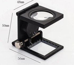 Resim 28x28 Mm Katlanır Sayaçlı Metal Lüp, 2 Led Işıklı Büyüteç Tekstil Th9005a 