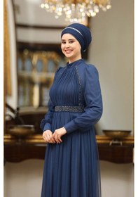 Resim Melisma Efsane Tesettür Abiye İndigo 