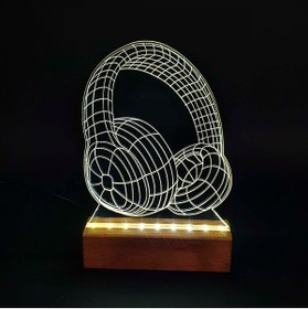 Resim Lucenda 3d Kulaklık Led Işıklı Pleksi Kişiye Özel Gece Lambası 