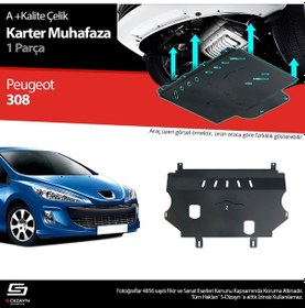 Resim S-dizayn Peugeot 308 Çelik Karter Muhafaza Koruma 2007-2013 A+ Kalite 