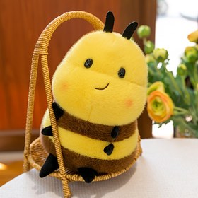 Resim 1 adet Sevimli Tüylü Arı Peluş Oyuncak Bebek - Siyah ve Kahverengi Çizgili Vücut, Beyaz Kanatlar ve Kırmızı Detaylar ile Yumuşak Dolgulu Hayvan, Ev Dekoru, Tatil Hediyeleri (Halloween, Noel, Doğum Günü, Sevgililer Günü) için Mükemmel, Arı Dekorasyonları, Tatil Hediye Aracı, Canlı Tasarım, Dayanıklı Dikiş 
