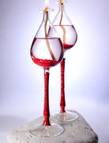 Resim Narçiçeği Takı ve Hediyelik Eşya El Yapımı Üfleme Cam Özel Tasarım Ikili Kandil Seti 