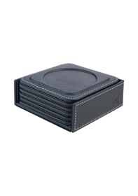 Resim Bardak Altlığı,6 Lı Set,masaüstü Yuvarlak Cup Coaster,vegan Suni Deri,11x11 Cm.,lacivert Lacivert 