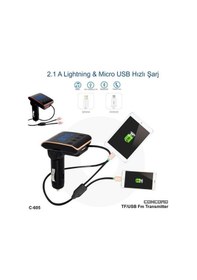 Resim Fm Transmitter 2.1A Hızlı Harici Şarj Kablolu ve Bluetooh Destekl 