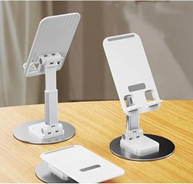 Resim Katlanabilir Telefon ve Tablet Tutucu Stand, 360 Derece Dönebilen Ayarlanabilir Masaüstü Tel Tutucu 