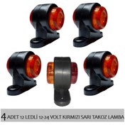 Resim reyoto 4 Adet 12 Ledli Mini Takoz Lamba 12-24 Volt Sarı Kırmızı 
