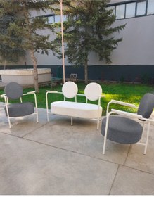 Resim Azra Mobilya Venüs Koltuk Takımı Beyaz İskelet Modern Koltuk Seti Ofis Ve Ev Kullanımı Soft Kumaş Füme 