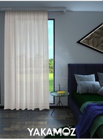 Resim Ekru Renk Keten Görünümlü Ekstraforlu Tül Perde Linen Touch Serisi Ekru 