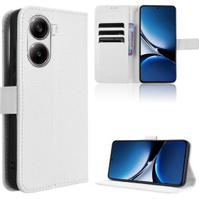 Resim Xiaomi Poco X7 Pro 5g Elmas Doku Deri Telefon Kılıfı Beyaz 