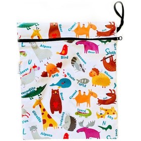 Resim Yorni 43x46cm,zoo, Su Geçirmez Bebek Çocuk Beslenme Çantası, Torbası Beyaz 
