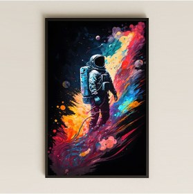 Resim Renk Patlaması Temalı Astronot Pleksi Tablo - Uzay Sanatı Dekoru 