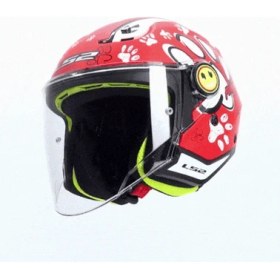 Resim LS2 FUNNY 2 PAWS ÇOCUK KASK - MAT KIRMIZI - S 