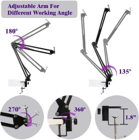 Resim The Wlue Metal Flexible Masaüstü Sıkıştırmalı Ring Light Selfie Çalışma Işığı 