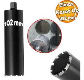 Resim Badem10 Elmas Karot Ucu 102 mm Shun Beton Zemin Duvar Delme Delik Açma Panç Aparat Uç Deprem Numune Al Test 