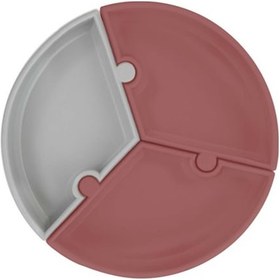 Resim Oioi Puzzle Vakum Tabanlı Silikon Tabak Velvet Rose / Powder Grey 