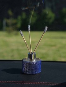 Resim TASARIM ARABAM ATİKE ELİF AKIN Saks Mavi Yuvarlak Taşlı Kavanoz Koku 