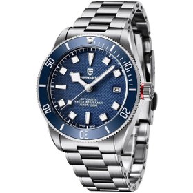 Resim Pagani Design Pd-1671 Erkek Su Geçirmez Otomatik Mekanik Saat Safir Kristal Işıklı Paslanmaz Full Çelik Erkek Saat Mavi 